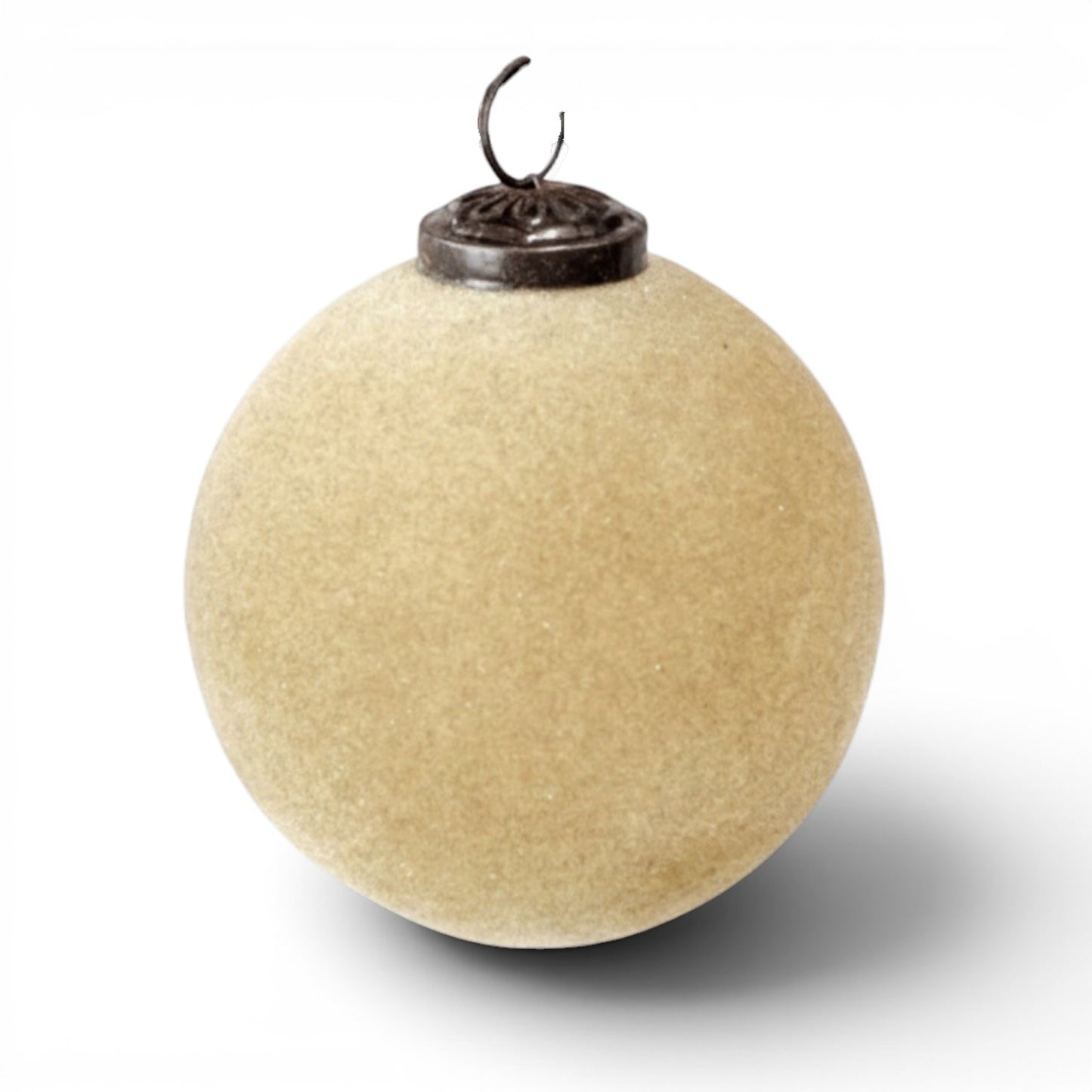 Tan Velvet Ball Ornament - 4"