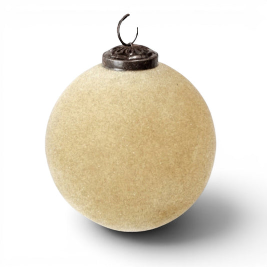 Tan Velvet Ball Ornament - 4"