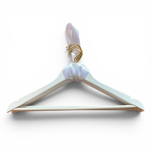 White Wooden Coat Hangers - Pack of 5