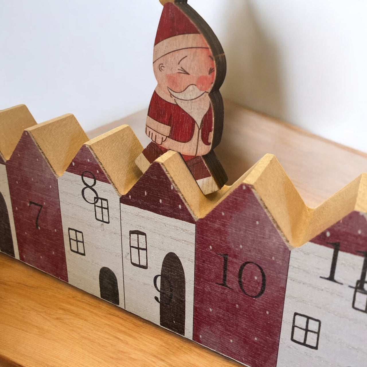 Wooden Santa Village Christmas Calendar - 29.5"