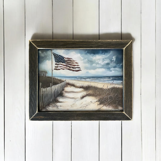 Flag by the Ocean Artwork - 12”x16”