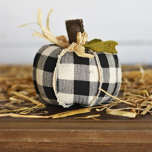 Mini Black Plaid Pumpkin - 4.5"