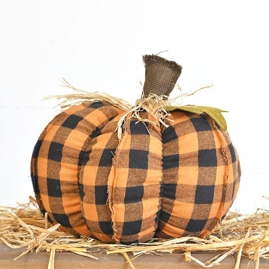 Orange Plaid Pumpkin - 12"
