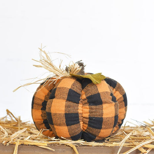 Orange Plaid Pumpkin - 7"