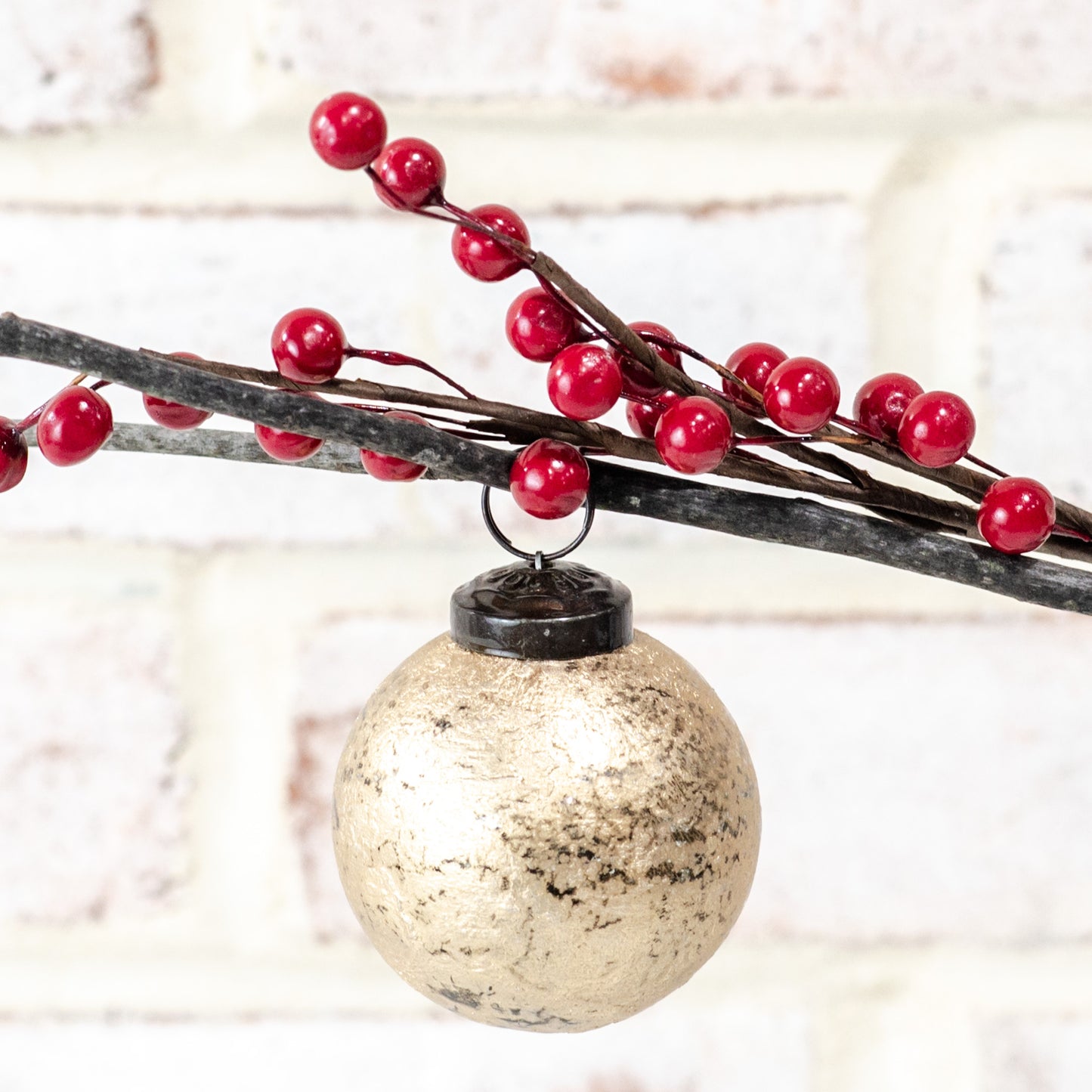 Gold Foil Glass Ball Ornament - 2"