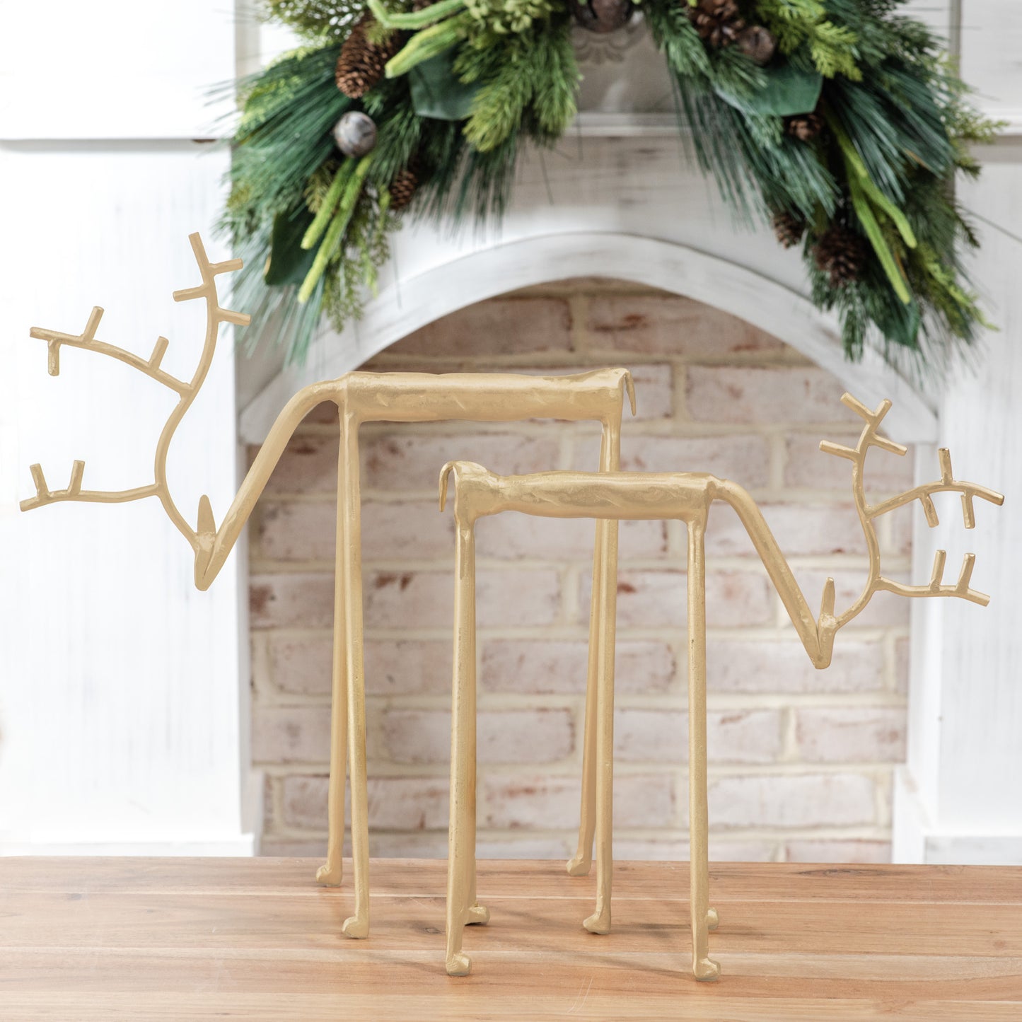 Antiqued Gold Reindeer - Set of 2