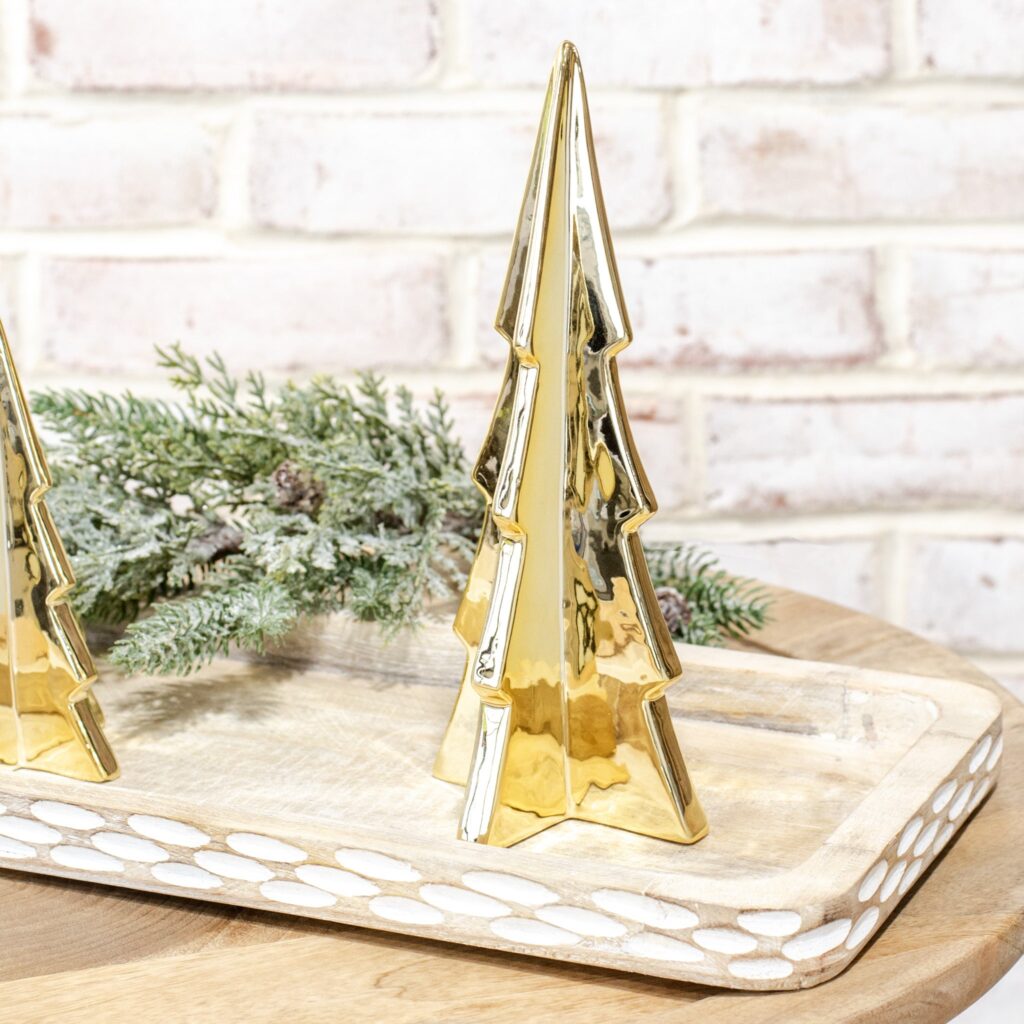 Shimmery Gold Ceramic Tree - 9"