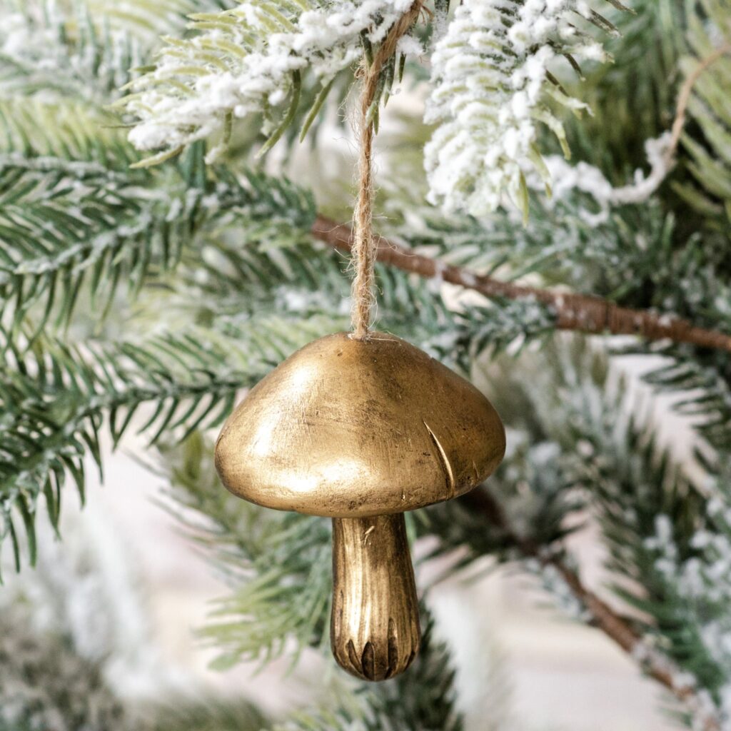 Gold Mushroom Ornament - 2.75"