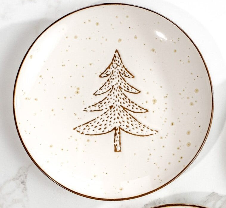 Stoneware Evergreen Tree Appetizer Plate