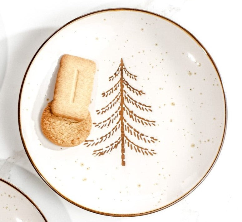 Stoneware Evergreen Tree Appetizer Plate