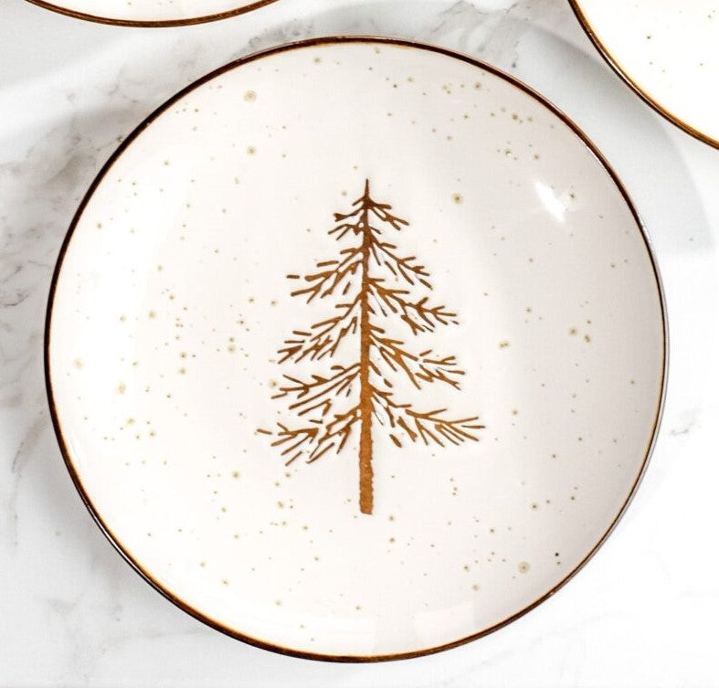 Stoneware Evergreen Tree Appetizer Plate