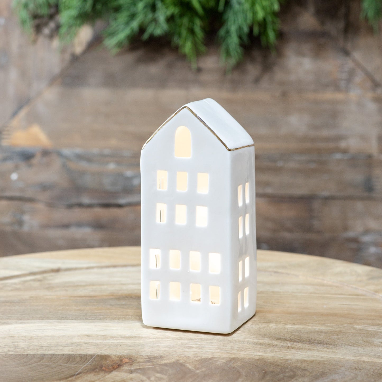 Ceramic Light Up City House - 6.5"