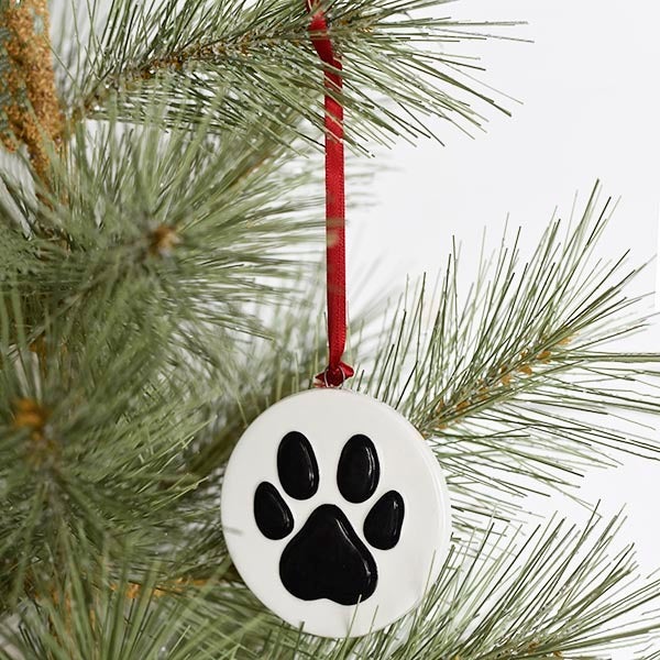 Black and White Dolomite Paw Ornament - 2.75"