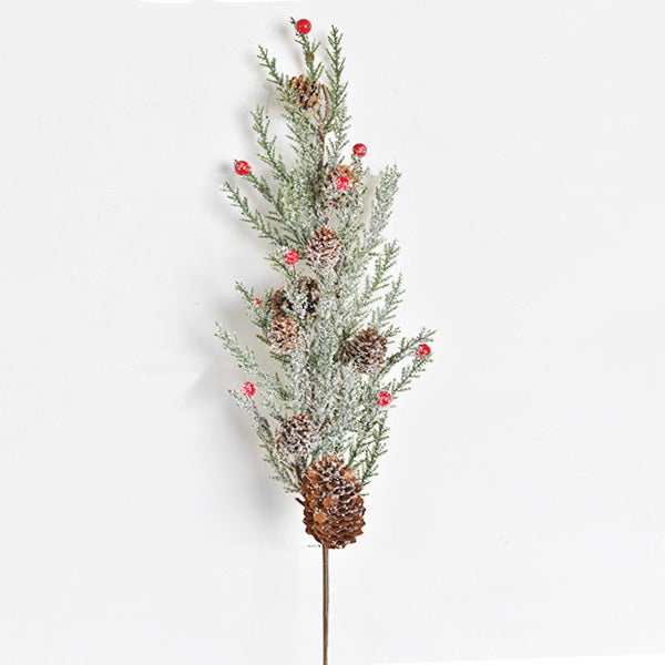 Snowy Pinecones with Berries Pick - 28"