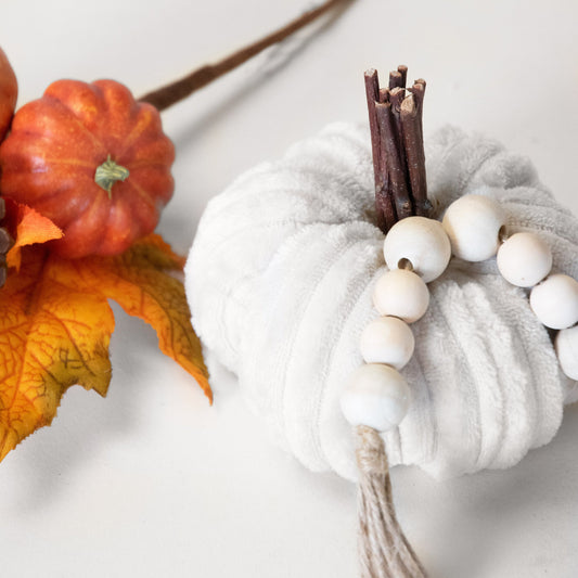 Velvet Corduroy Pumpkin with Beads - 5"
