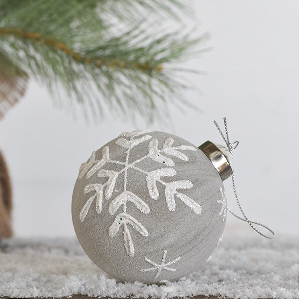 Gray and White Glass Snowflake Ornament - 3.5"