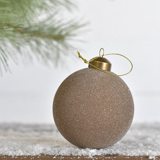 Taupe Glass Speckled Ornament - 3.15"