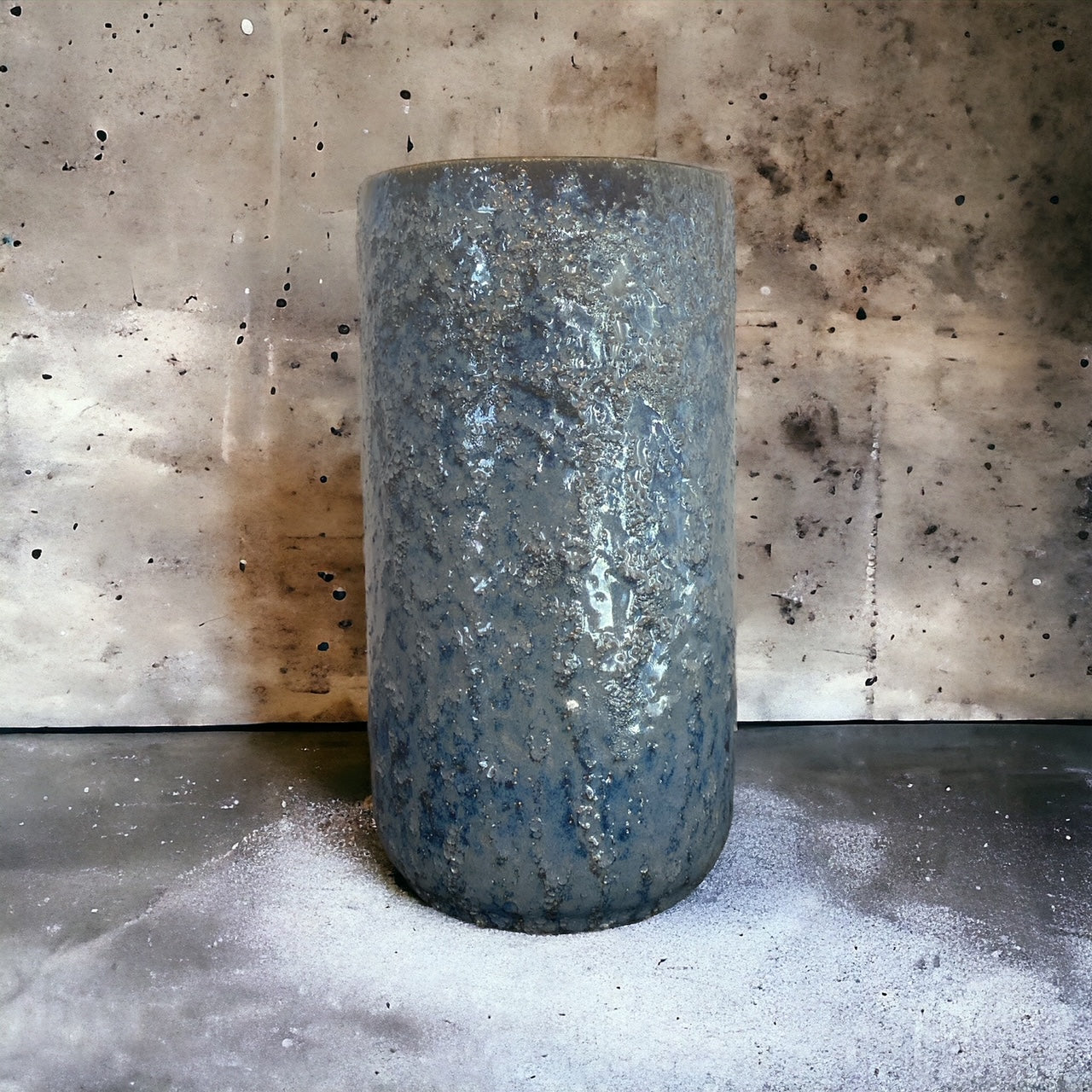 Tall Blue Textured Vase