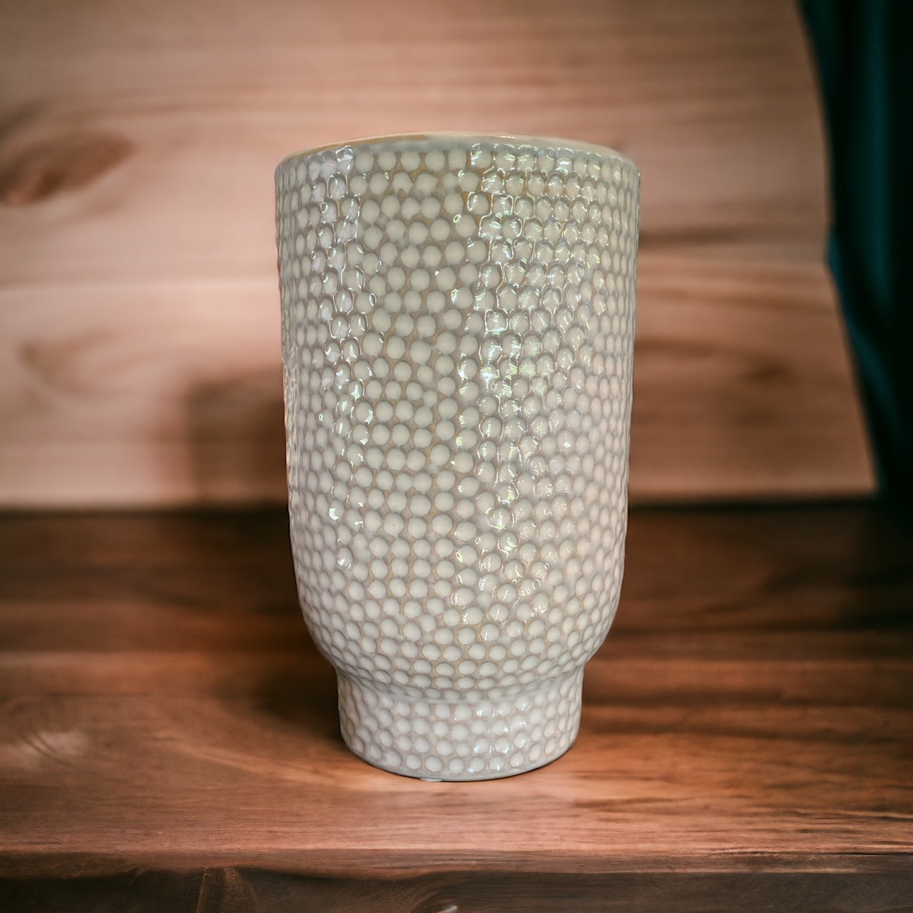 Spotted White Vase with Bottom Taper - 8"