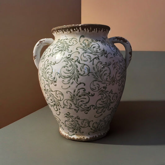 Ornate Pottery Vase - 10"