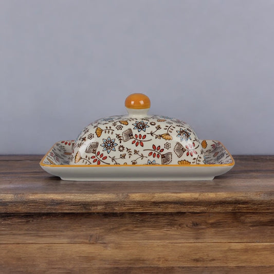 Stoneware Hand Stamped Butter Dish