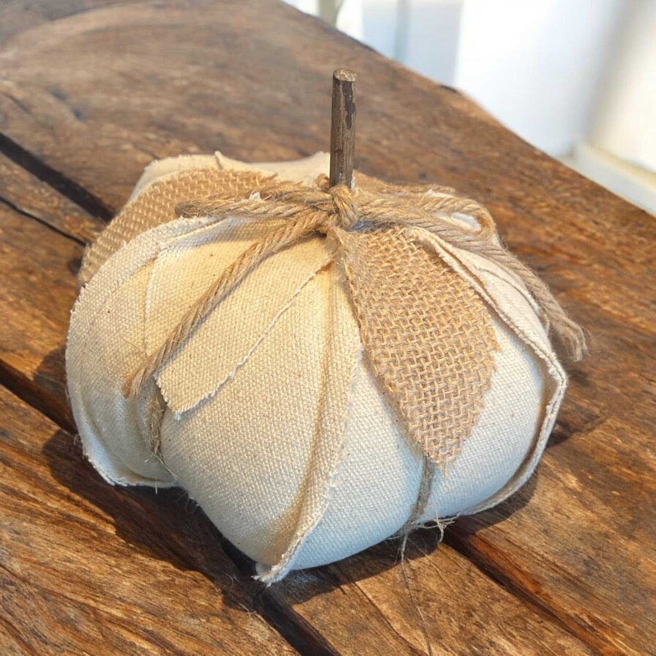 Canvas and Burlap Pumpkin - 6"