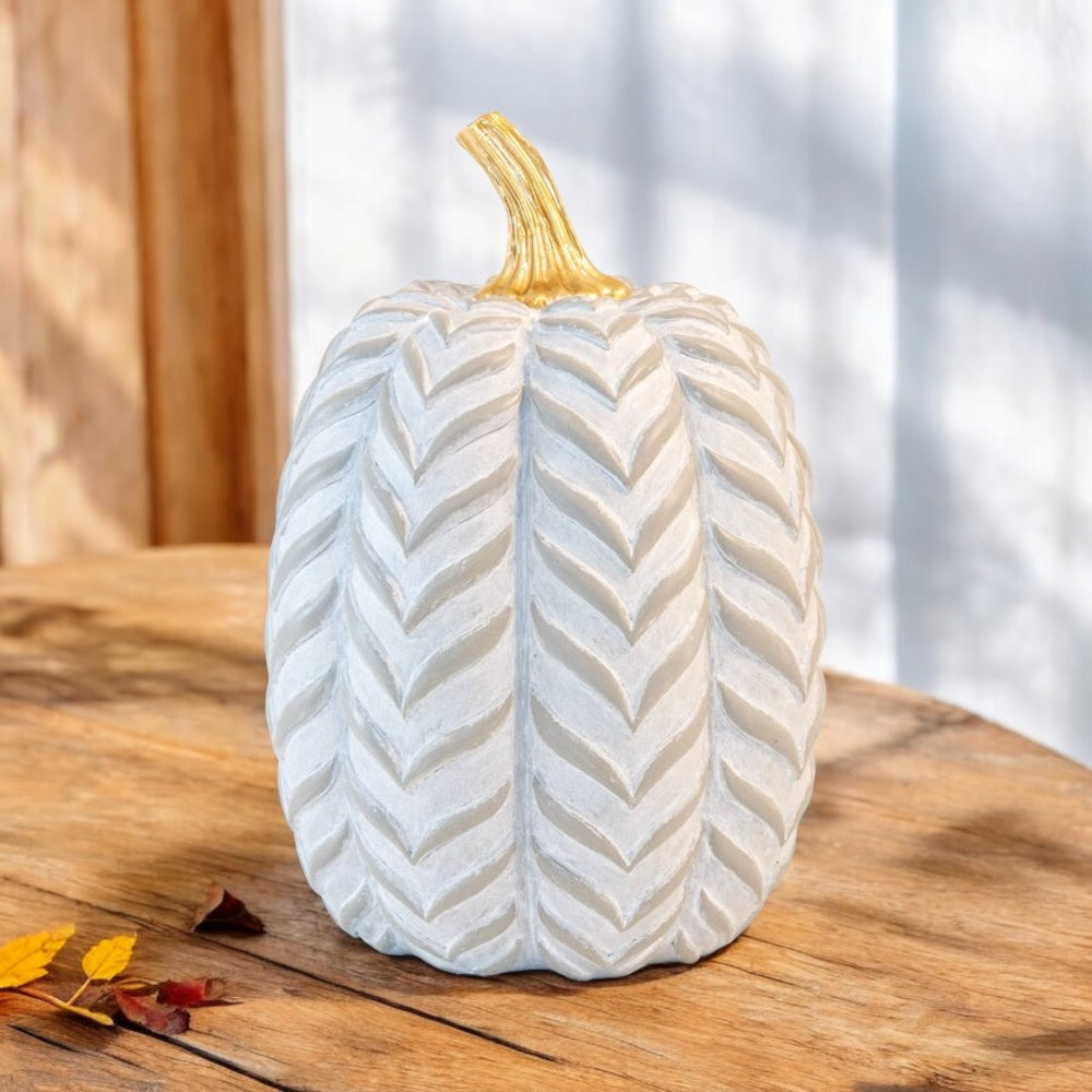 Gray Chevron Pumpkin - 7.5"