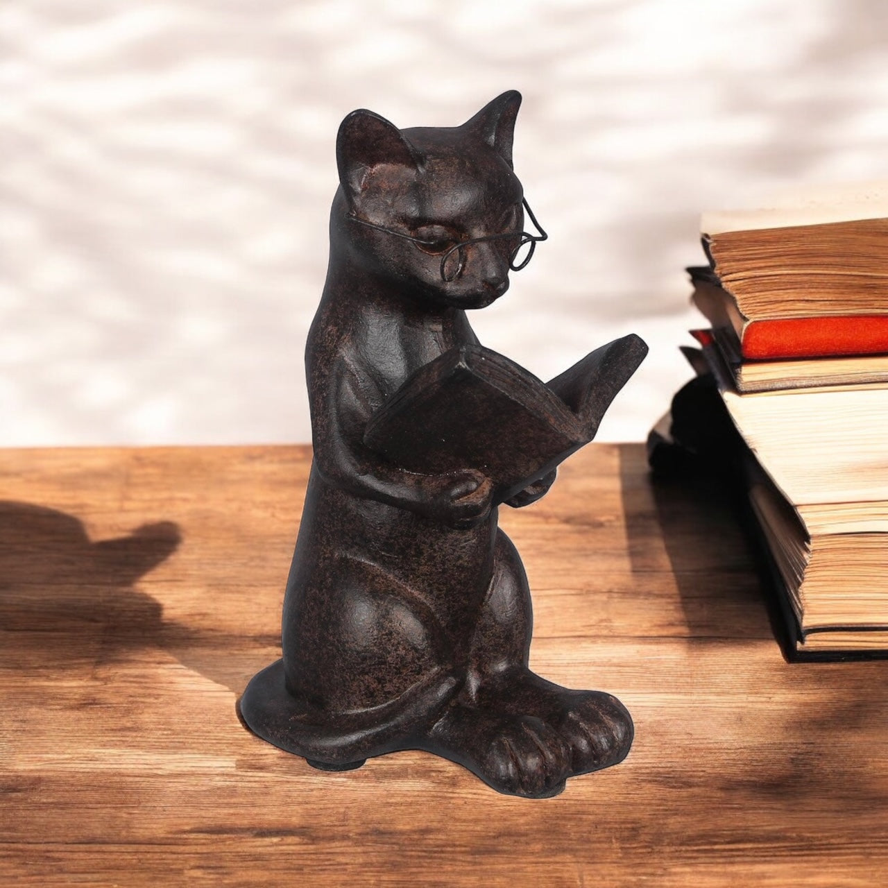 Resin Reading Cat  - 4.5"