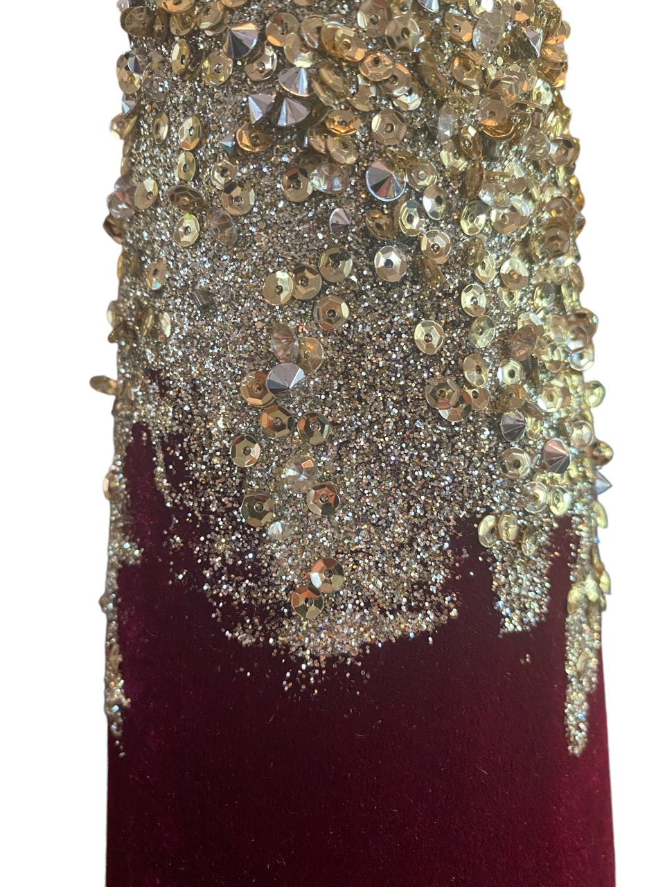 Red Velvet Christmas Cone Tree with Gold Glitter - 18.5"