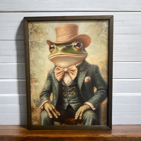 Sir Frog of Spring Box Frame Art - 18"x24"