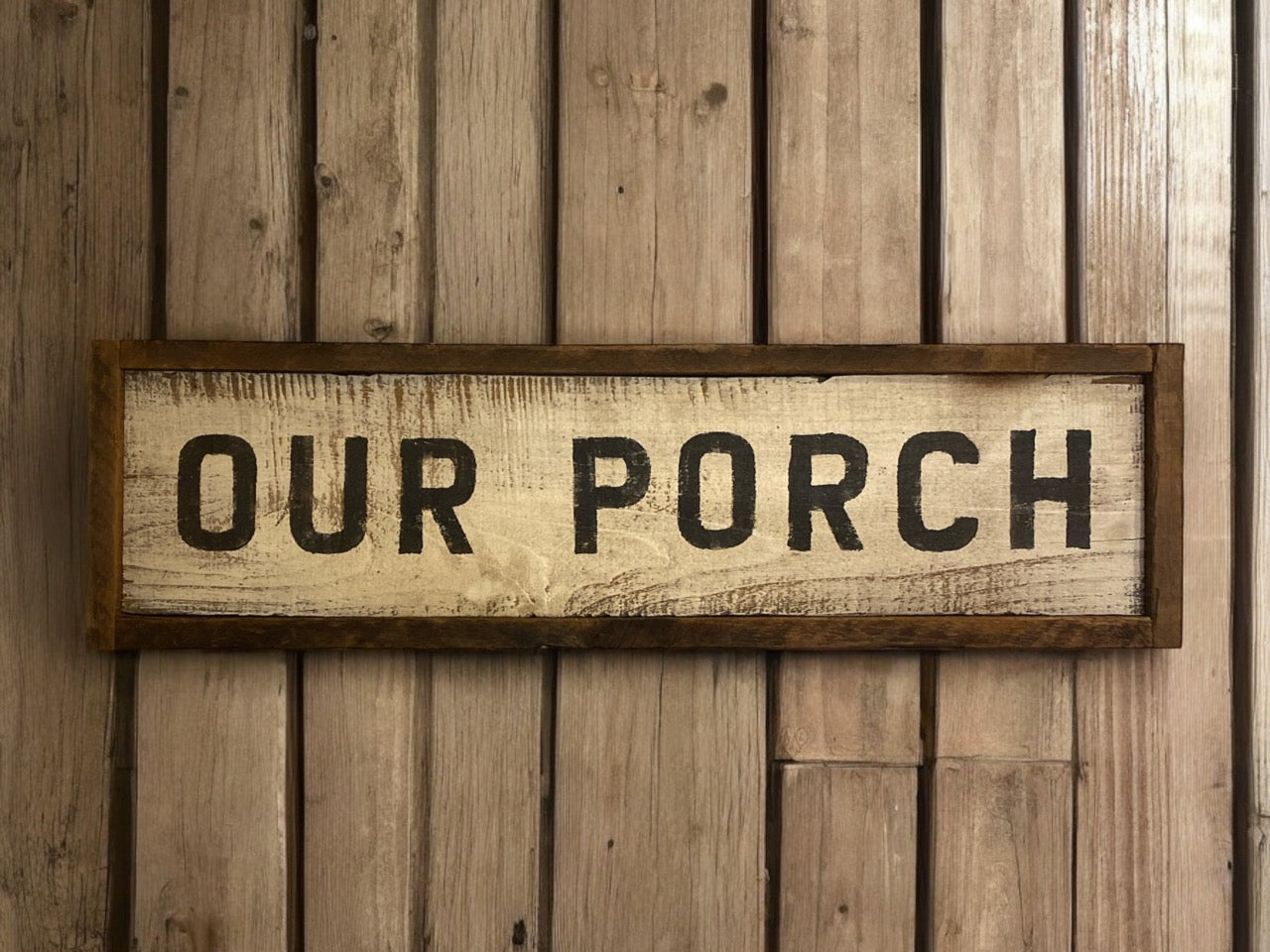 Our Porch Rustic Wooden Sign - 34"x10"2"