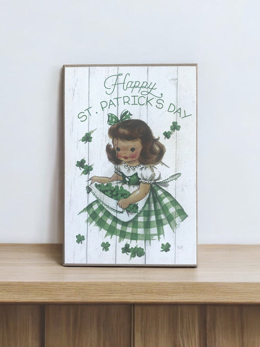 Vintage Happy St. Patrick's Day Shelf Sitter - 4"x6"x1"