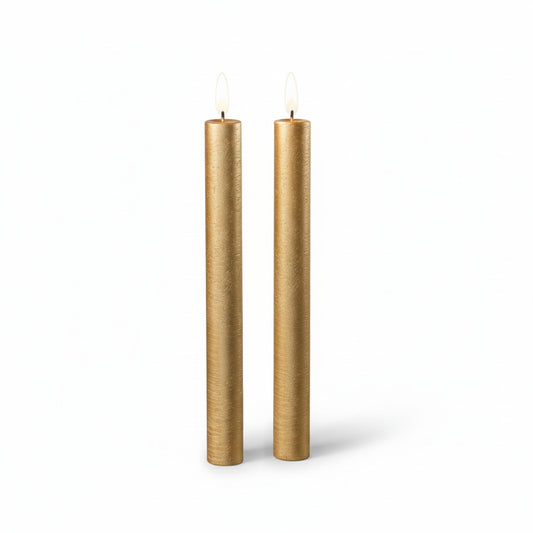 Gold Taper Flameless Candle, Set of 2 - 9.5"