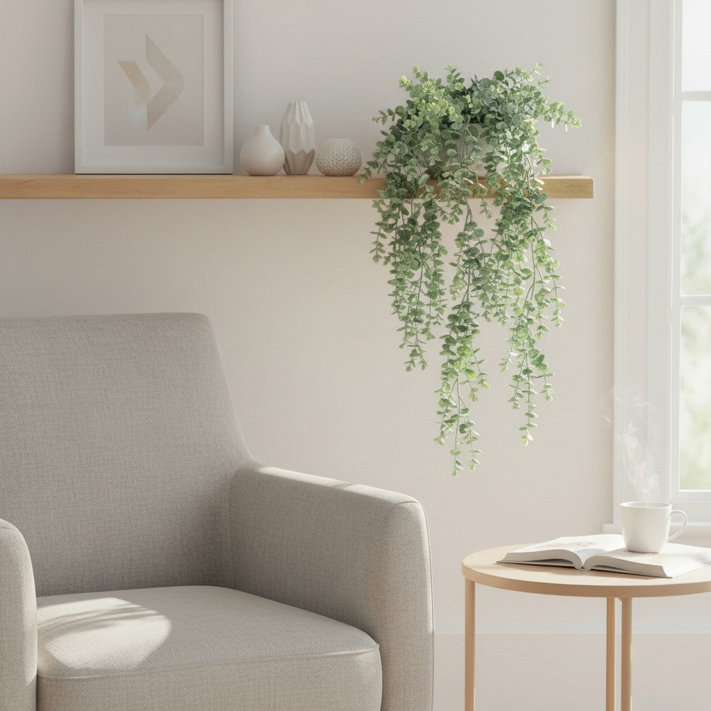 Whitewash Green Eucalyptus Hanging Bush - 33"