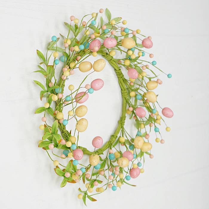 Pastel Eggs with Willow Leaves Wreath - 20"