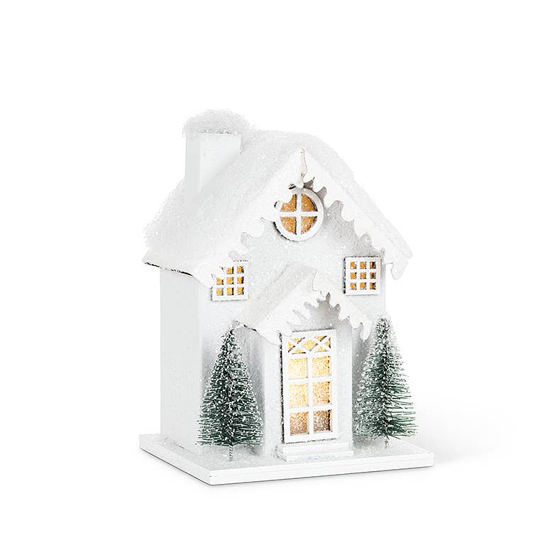 Small Snowy House w/LED - 4" x 3.5"