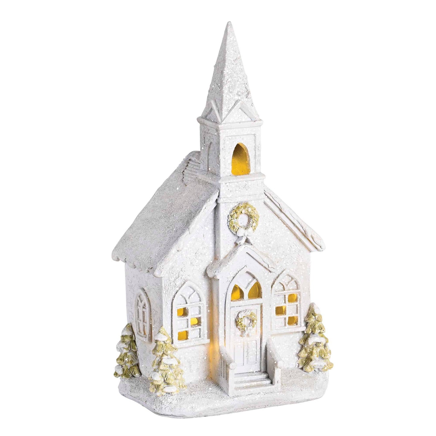 Lighted Figurine Church in Snow - 9.5"