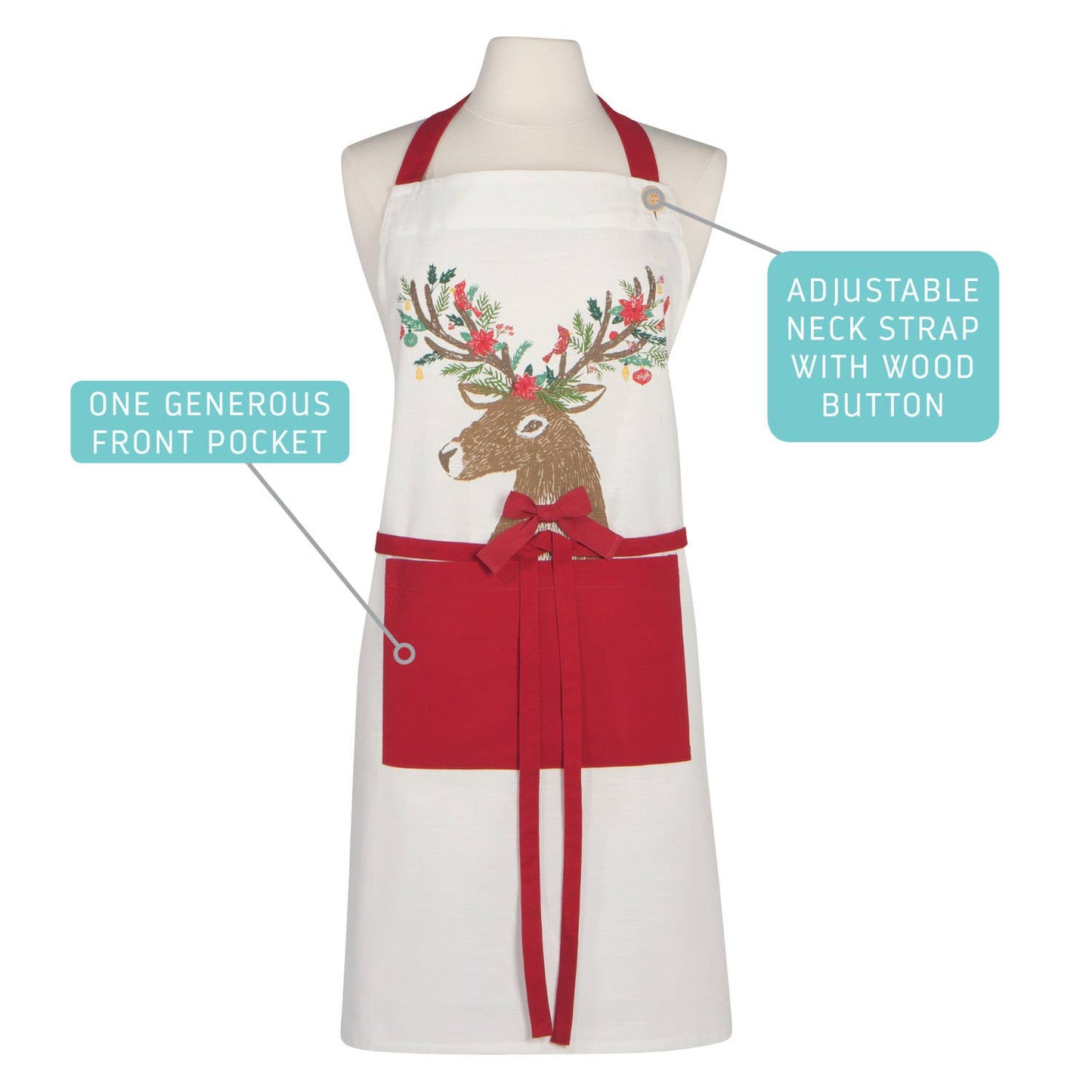 Dasher Deer Christmas Spruce Apron