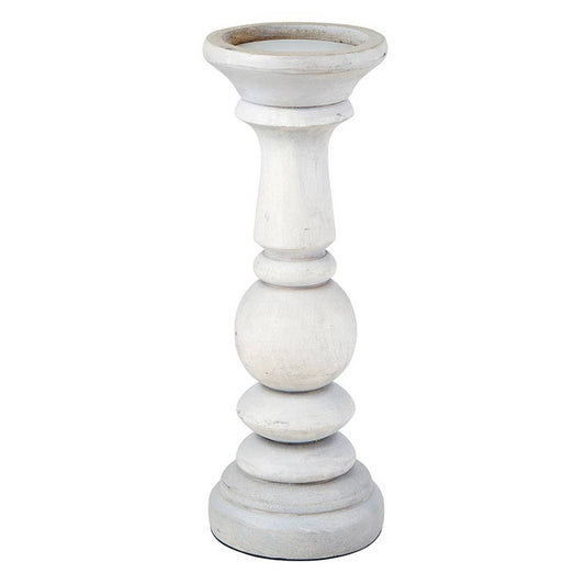 Light Gray Wooden Candle Holder - 12"