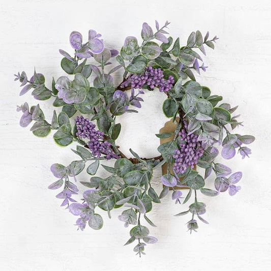 Lavender Eucalyptus Artificial Candle Ring - 3.5"