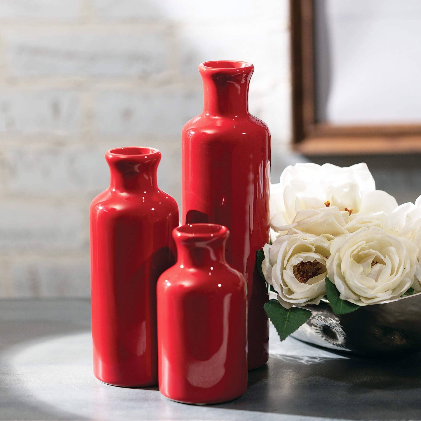 Ceramic Red Bottle Vases