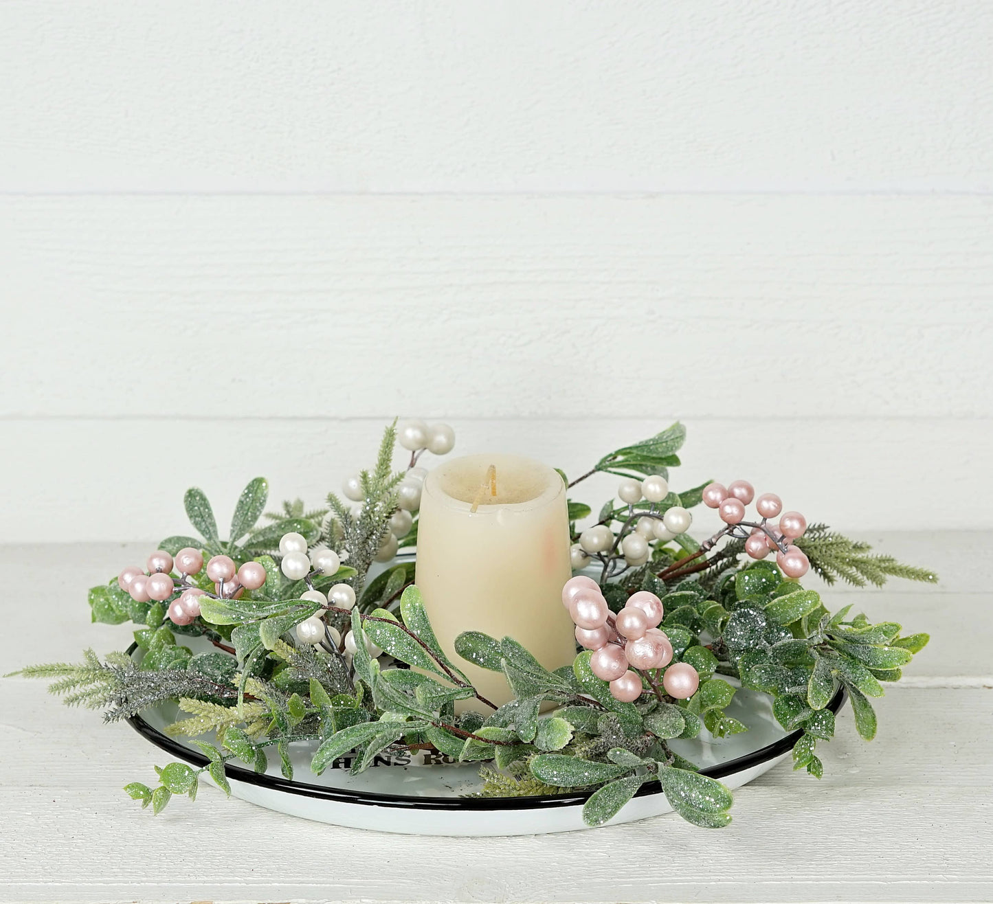 Sparkly Pink and White Berries Wreath - 16"