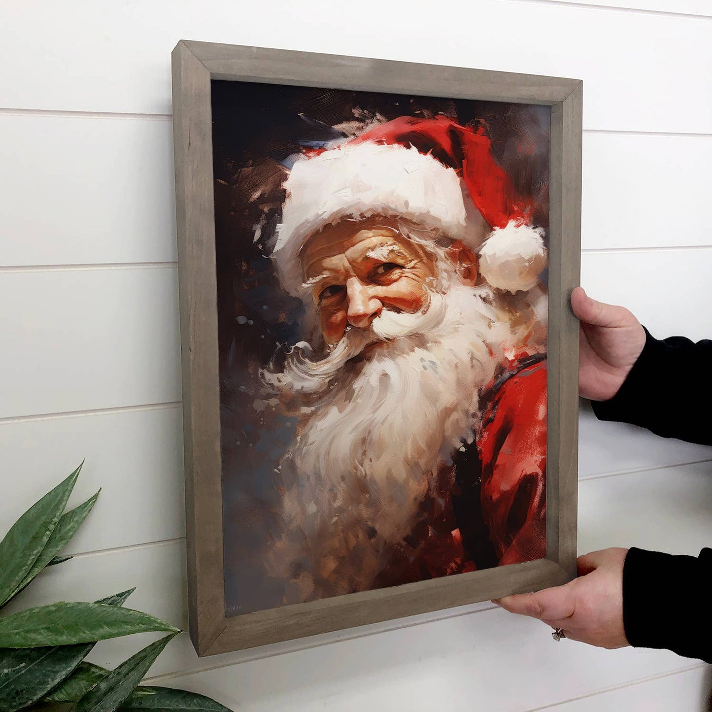 Father Christmas Print in Wooden Frame - 18"x24"