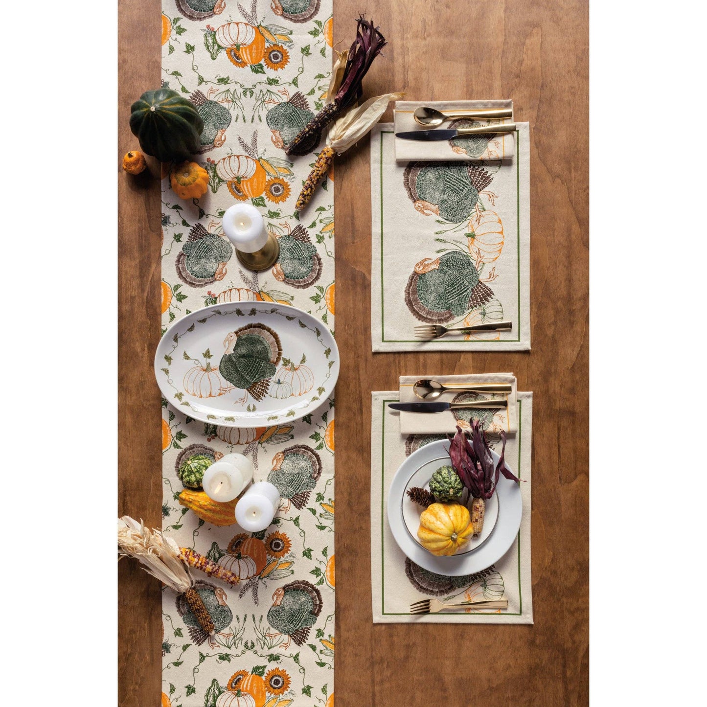 Cornucopia Thanksgiving Printed Napkins - Set/4