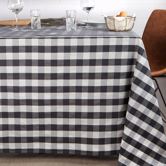 Charcoal Buffalo Check Tablecloth - 90" x 60"