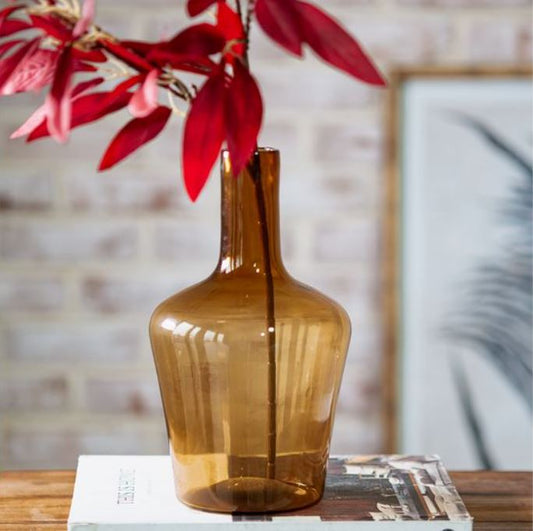 Amber Glass Vase - 10.25"