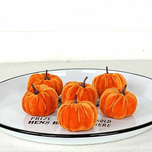 Mini Velvet Orange Pumpkin Bag of 6 - 2.5"