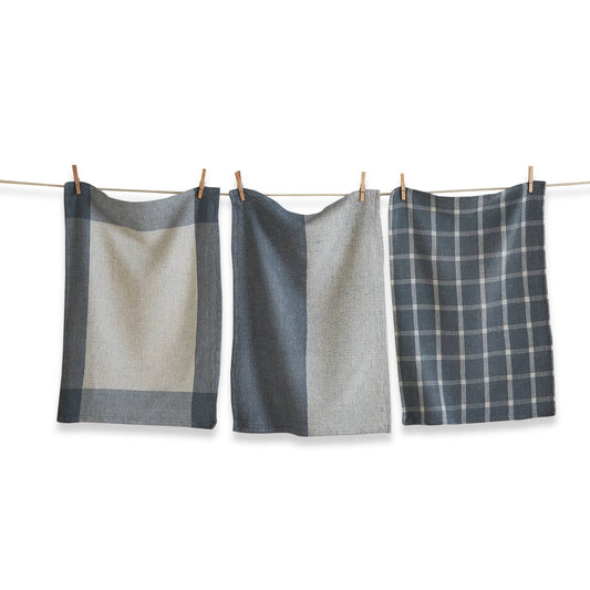 Slate Blue Waffle Weave Dishtowel Set/3 - 100% Cotton
