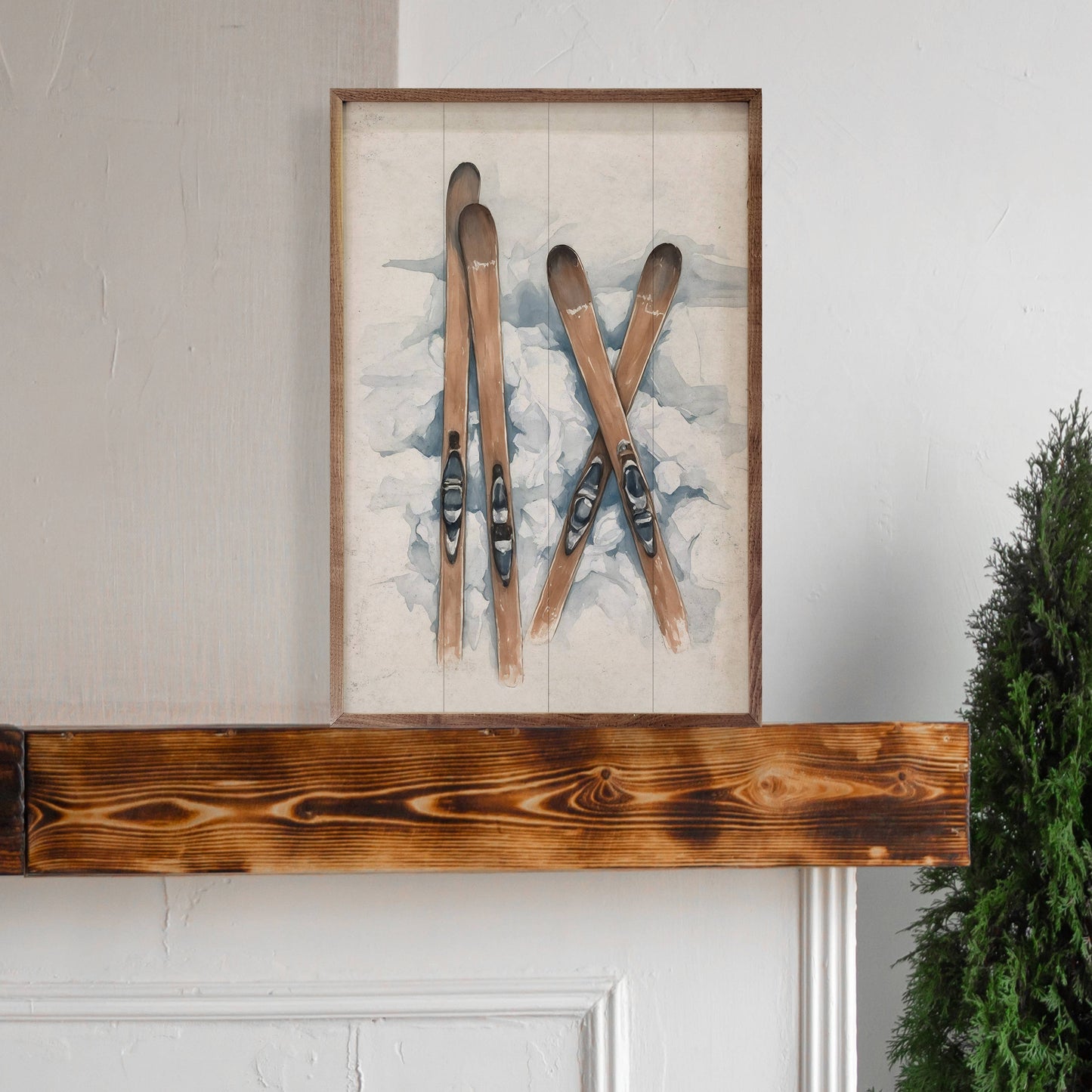 Pair of Skis in the Snow Artwork - 16"x24"
