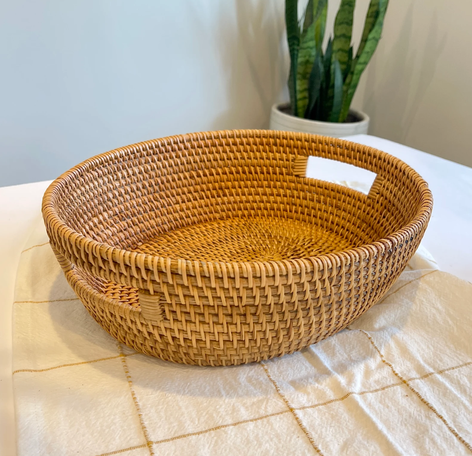 Handwoven Large Organizer Basket with Built-In Handle